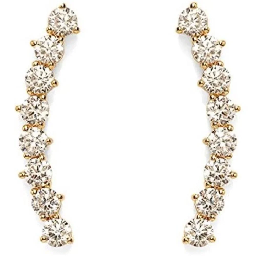 14K Gold Plated Cubic Zirconia Ear Crawler Earrings